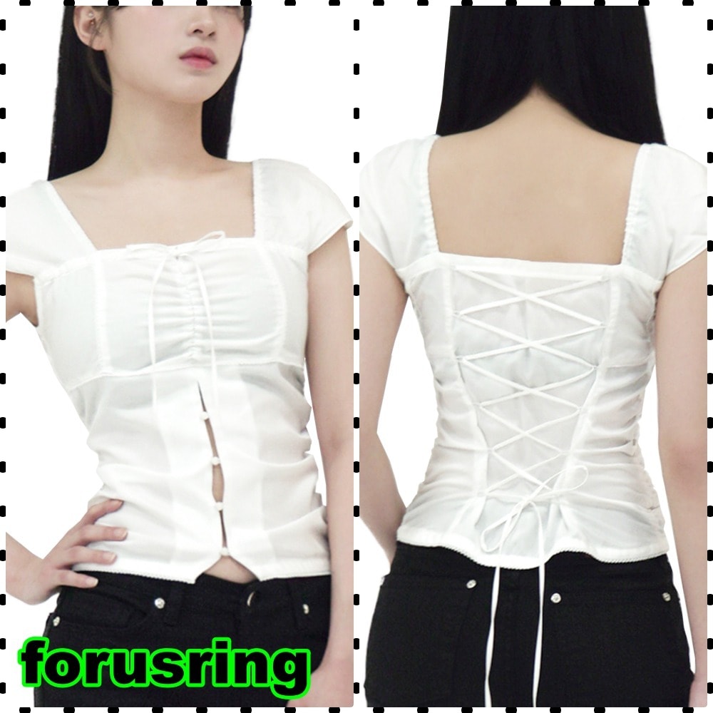 【forusring】YOUR SHIRRING BLOUSE [WHITE]