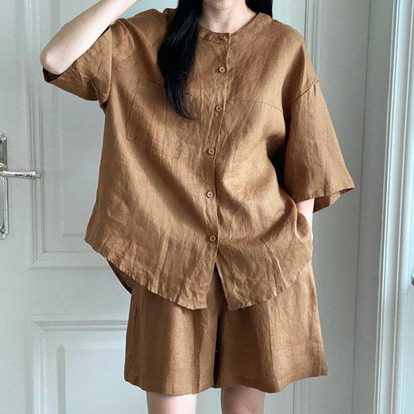 Hスタイル(WG)24063リネンRジャケット半ズボンセット 夏 女性 ミセス ジャケット ジャケット 半ズボンセット 上下セット セットアップ
