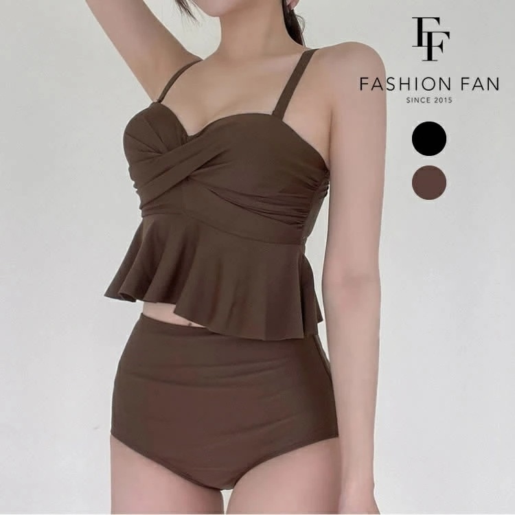 【大好評！最安値挑戦!】ハイウエスト フリル ツイスト タンキニ ビキニ 水着 レディース 体型カバー かわいい おしゃれ 水着 高校生 10代 20代 30代 露出控えめ「めっちゃ可愛い」ガーリー