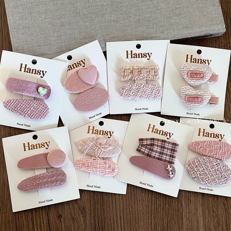 韓国語版の甘いピンクのラブハート多用途幾何学生地サイド前髪クファッションのヘアクヘアアクセサリー