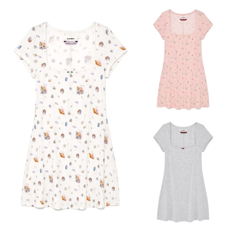 【GLOWNY】 ROSY SCOOP MINI DRESS : 3COLORS