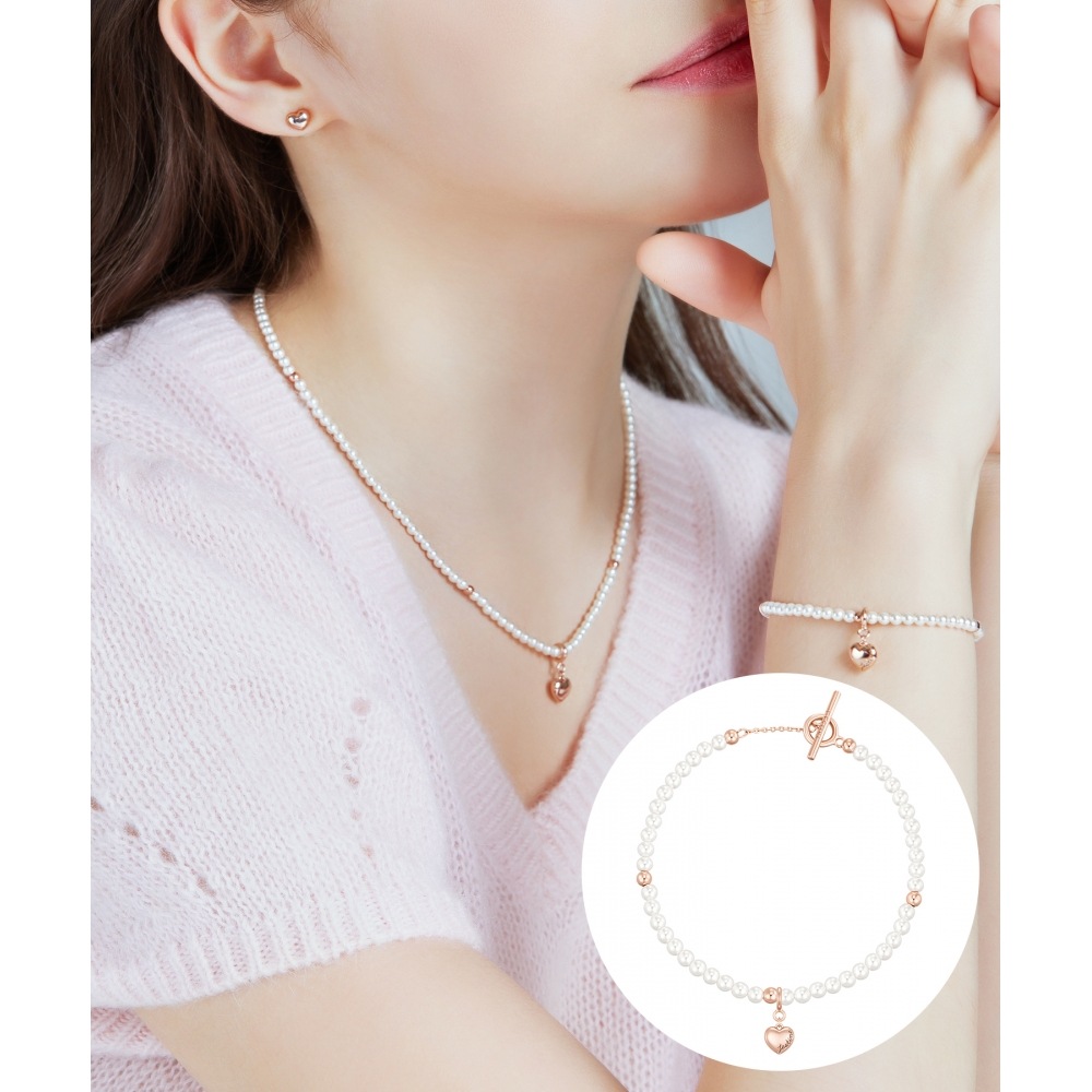 ジェスティナマリエルパールビーズブレスレット+ペンダントセット (SET-J0-0904)