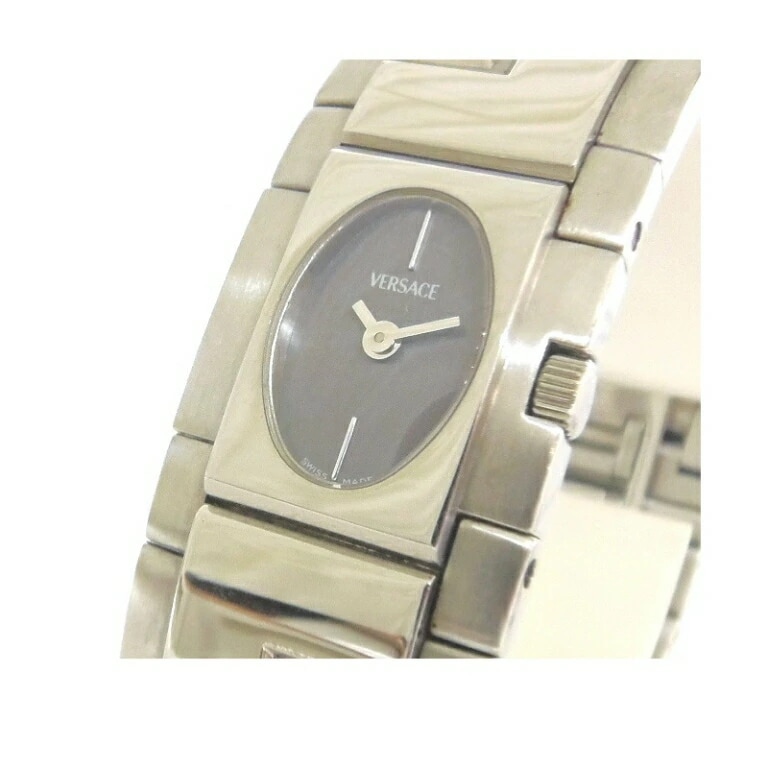 VERSACE 腕時計 ｸｵｰﾂ ESQ99 ｸﾞﾚｰ盤 ｽﾃﾝﾚｽｽﾁｰﾙ 【中古】 (12672)