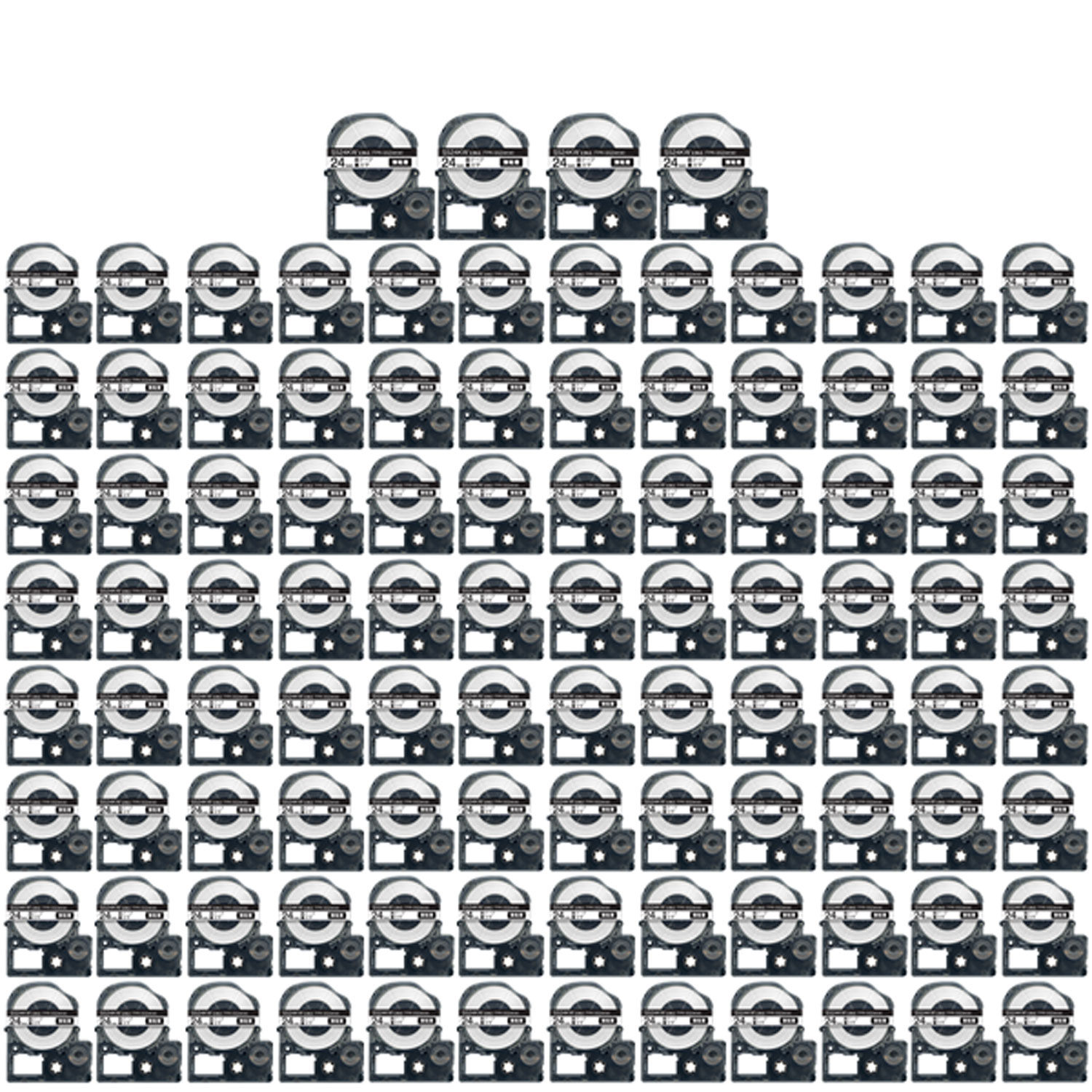 キングジム用 テプラ PRO 互換 テープカートリッジ SS24KW 白ラベル 強粘着 100個セット 24mm／白テープ／黒文字