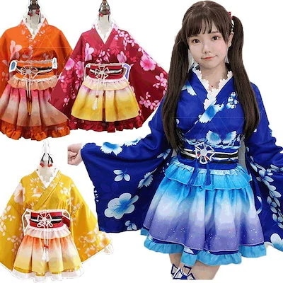 公演着 ハロウィン メイド服 マルチカラー和風パフォーマンスウェア lovelive コスプレ変装