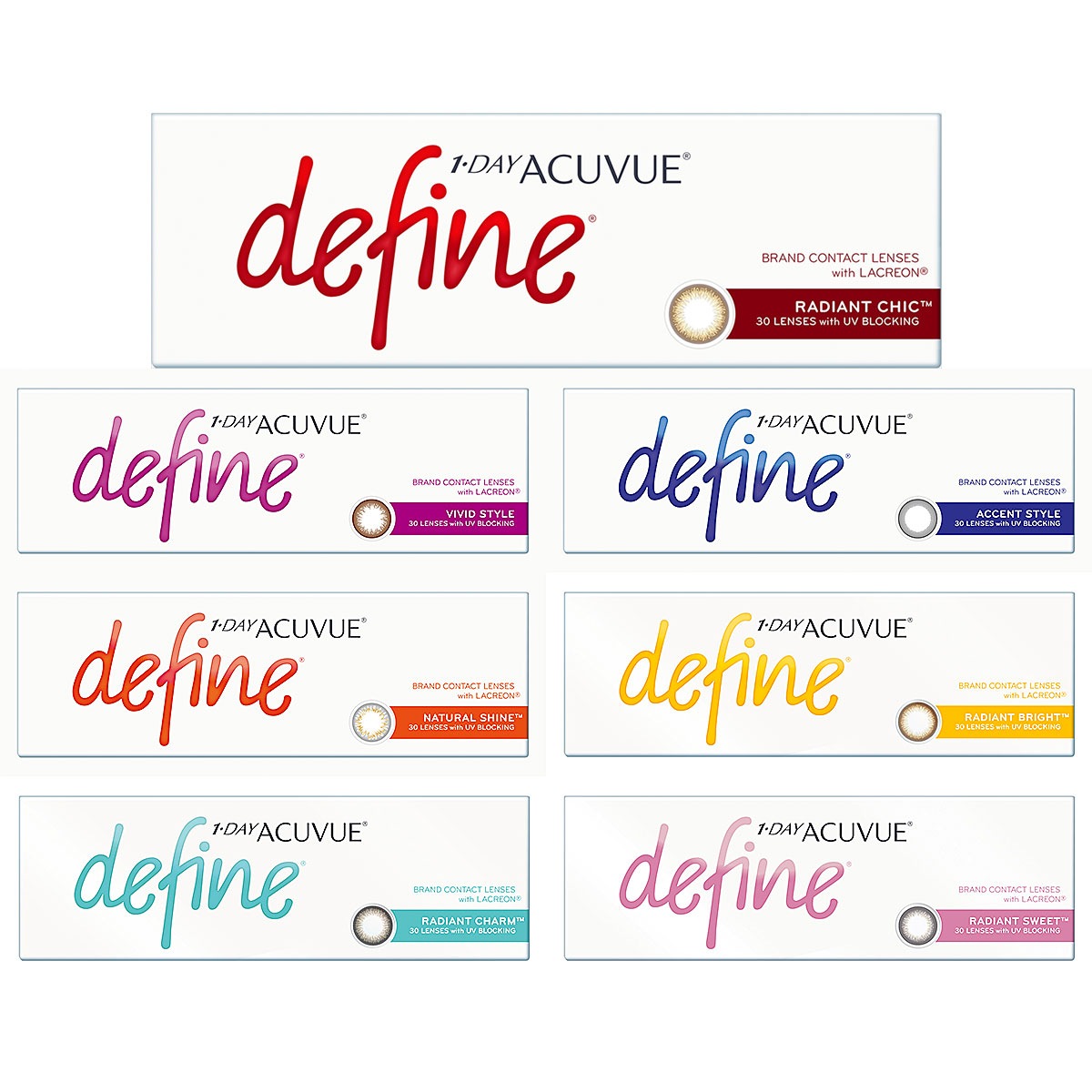 30枚入 [ 選べる 4箱 ] ワンデーアキュビューディファイン モイスト カラコン コンタクトレンズ [ 国内発送 ]
