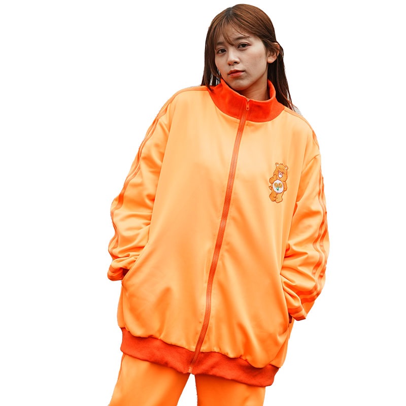 ケアベア ジャケット オレンジ ブルゾン ジャージ 長袖 原宿 原宿系 ファッション ケアベア コラボ デコラ ポップ 推し活