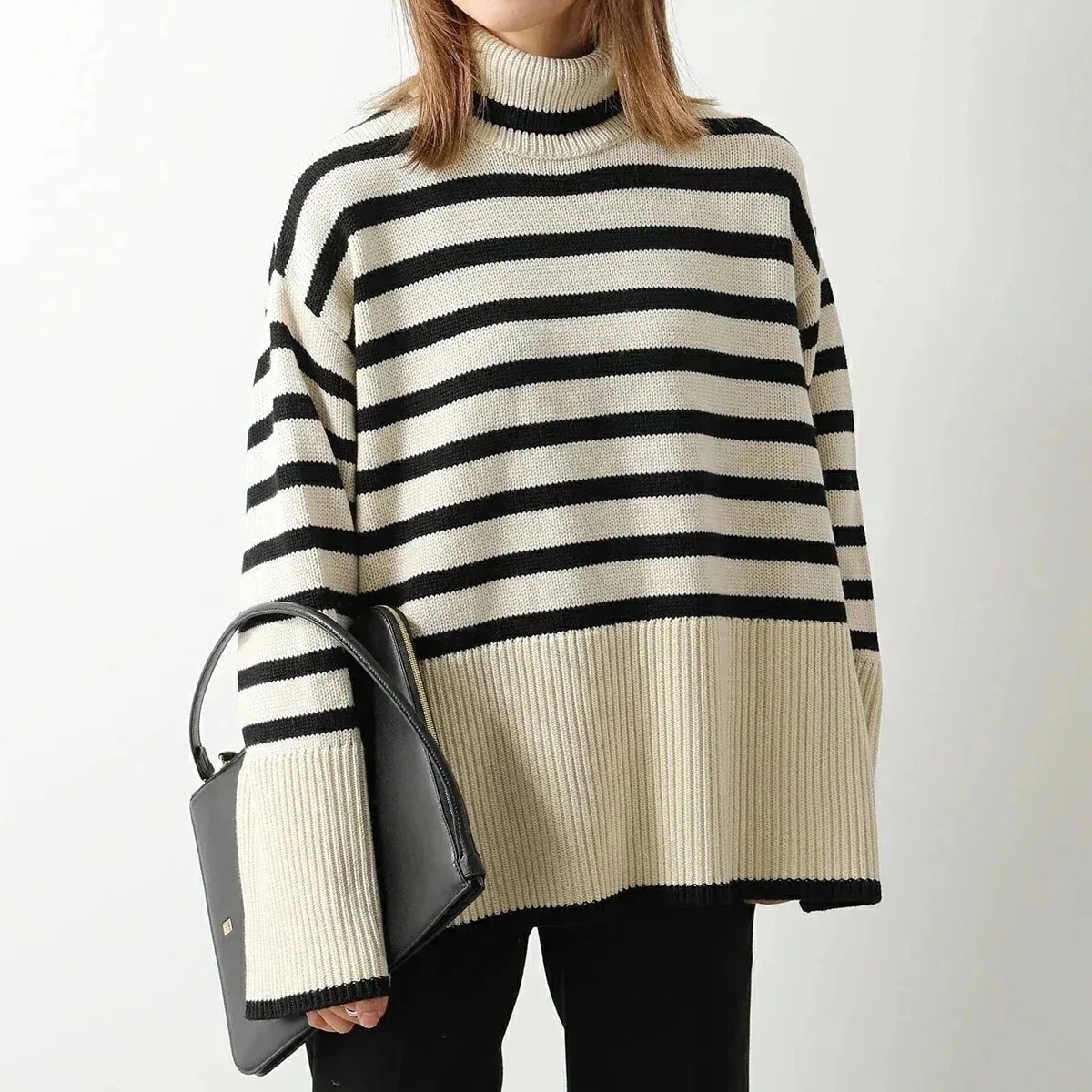 Toteme トーテム セーター 212 562 758 レディース シグネチャー ストライプ タートルネック ニット ウールブレンド 876/LIGHT-SA