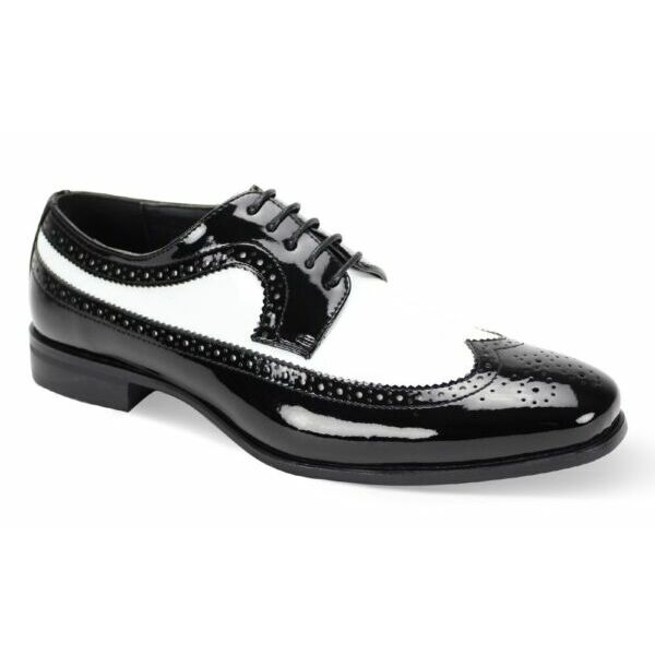 最低価格の Black/White Leather Patent Oxford Tip Wing Shoes Tuxedo Dress Mens ビジネス Lace 6777 Up ビジネス US Shoe Size (Men’s):12