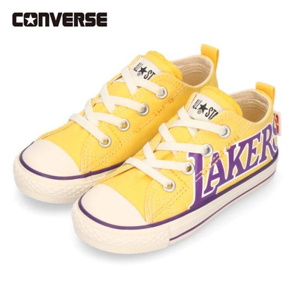 コンバース キッズ スニーカー チャイルド オールスター Ｎ NBA スリップ OX 37302780 ロサンゼルスレイカーズ ひも ゴム紐