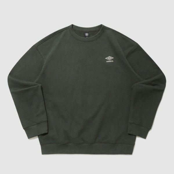 長袖Tシャツ VQA UQ423CFSO1-DKH エッセンシャル起毛スモールロゴスウェット ダークカーキ