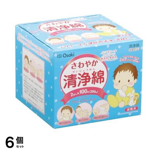 オオサキメディカル さわやか清浄綿 2枚入× 100包 6個セット