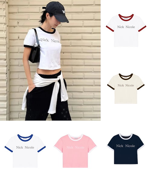 Tシャツ・カットソー NICK&NICOLE NICOLE SHIRRING HALF TOP 4BUK374 Qoo10 NICK&NICOLE HALF SHIRRING ロゴ 半袖