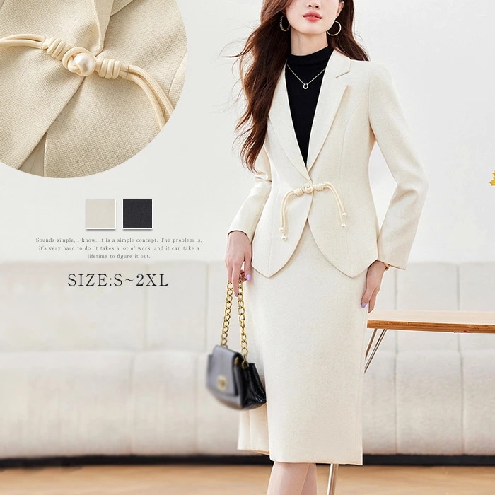 在庫一掃！チャイナボタン スーツ スカートスーツ レディース スーツセット タイトスカート ビジネススーツ 上下セット フォーマル 上品 入学式 洗える ジャケット スカート 2点セット オフィス