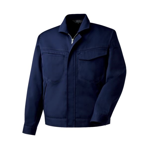 （まとめ）長袖ブルゾン 制電ソフトツイル ネイビー Mサイズ[x3セット]