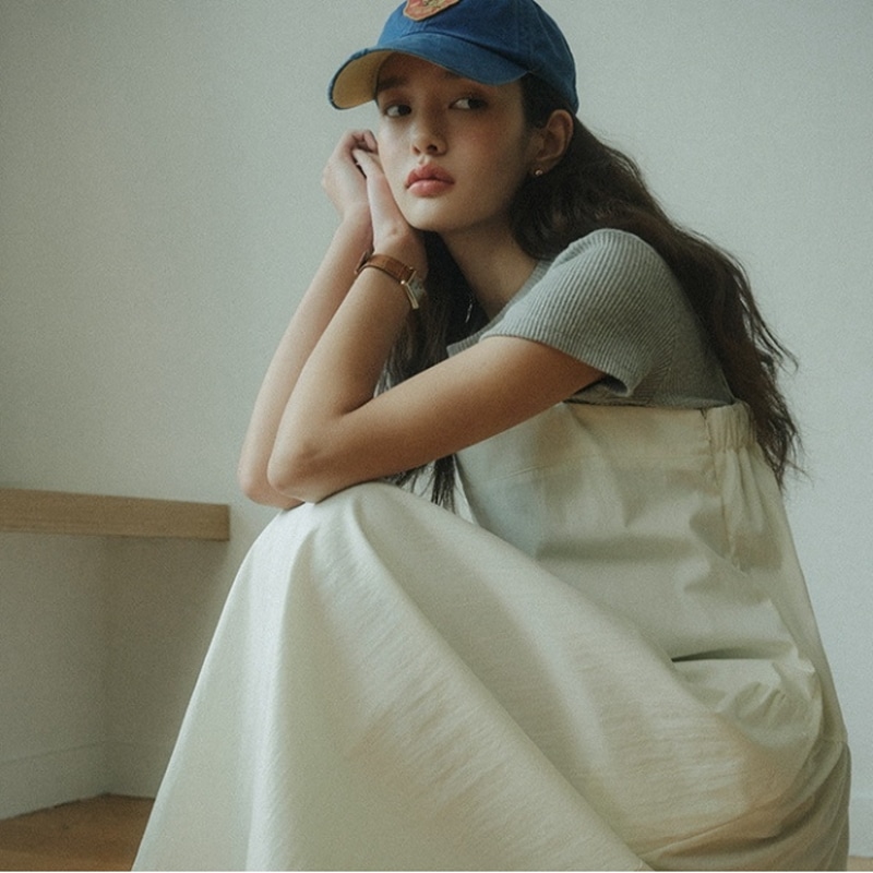 韓国ファッション レディース ノースリーブワンピース_3COLORS