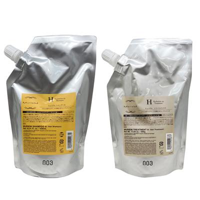 [セット販売] ナンバースリー ミュリアム ゴールド シャンプー H 500ml + ゴールド トリートメント H 500g 詰め替え レフィル 美容室専売 サロン専売品