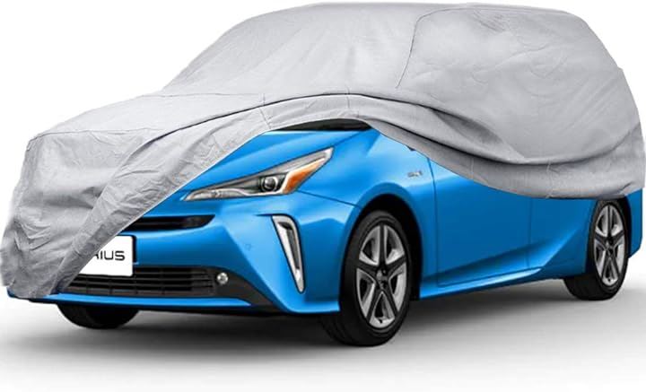 車カバー ボディーカバー ハッチバック 自動車 SUV 裏起毛 4層構造 防水防塵防輻射紫外線 シルバー 440x185x152CM( シルバー, 440x185x152CM)