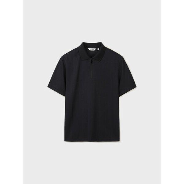 男性半袖冷感ジップアップカラーTシャツ BK_GJA