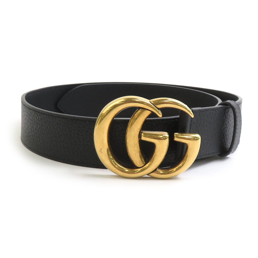 グッチ GUCCI ベルト GGマーモント レザー/メタル ブラック/ゴールド レディース 406831 e60267k