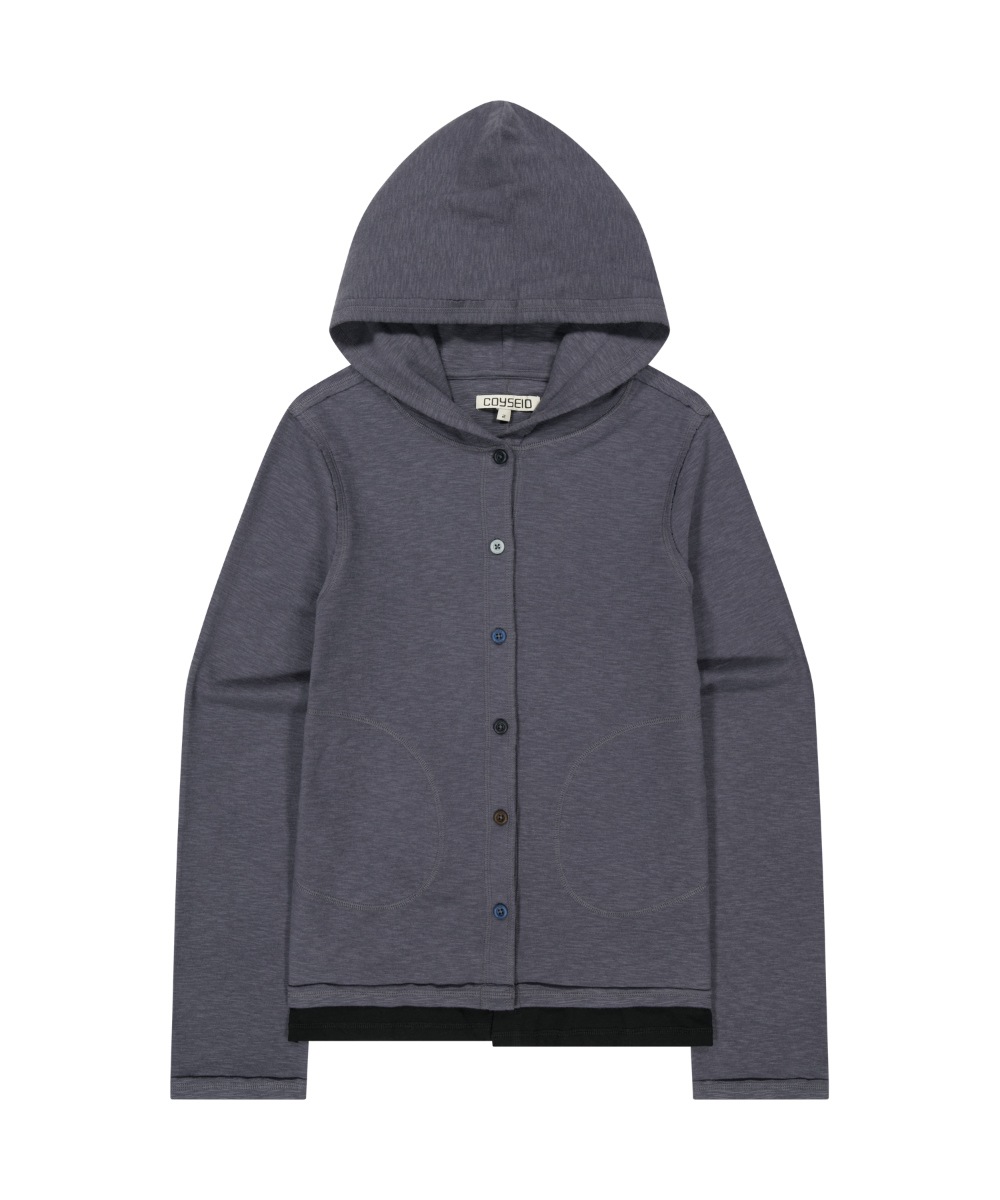 【COYSEIO】26SS TWOFOLD BUTTON-UP HOODIE : CHARCOAL