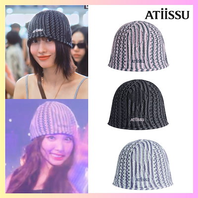 ATIiSSU ブラックニット帽 TWICE モモ着用 Qoo10] ATiissu [TWICE モモ