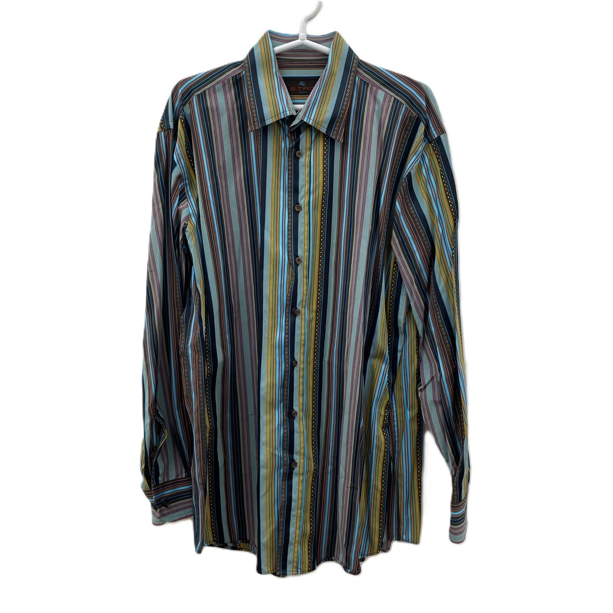 長袖シャツ エトロ ETRO 42 ストライプ柄 コットン100%