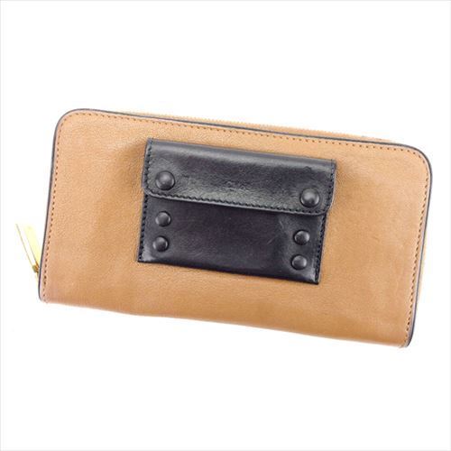 長財布 ラウンドファスナー ブラウン　ブラック 中古