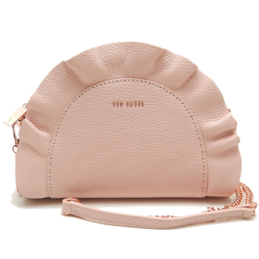 ショルダーバッグ フリル レザー ピンク/252634【中古】