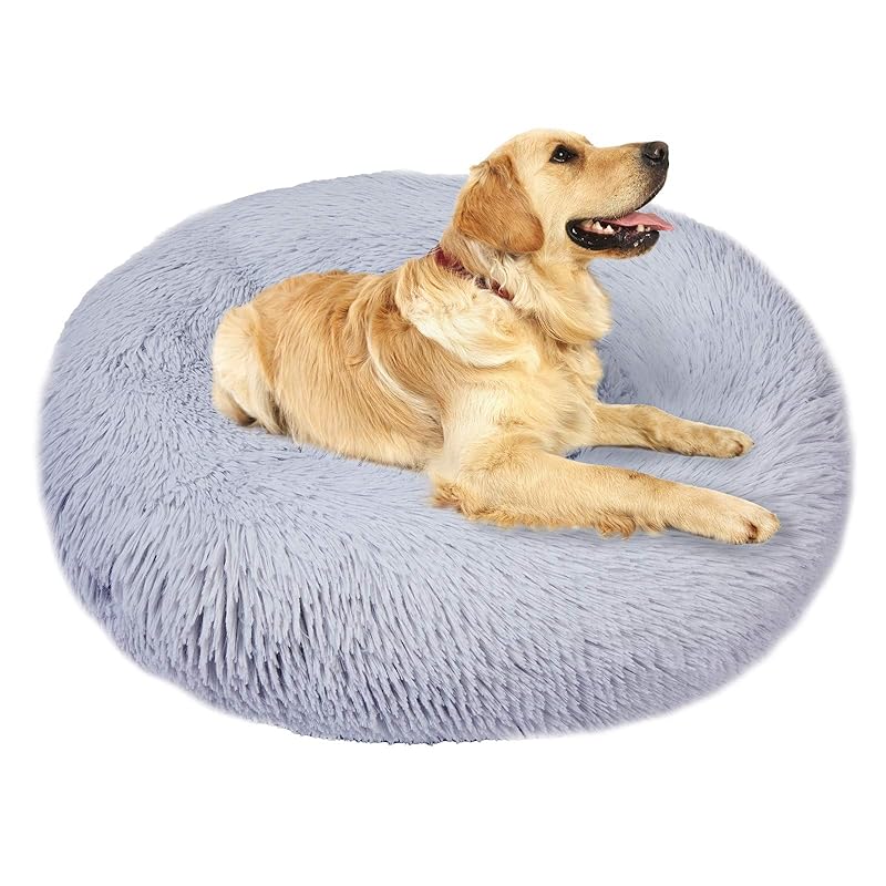 Aurako 76cm 犬ベッド猫ベッド ふわふわ 丸型 クッション ドーナツペットベッド ぐっすり眠る 猫用 小型犬用 もこもこ 暖かい 滑り止め 防寒 寒さ対策 洗濯可能 子犬 猫用 サイズ選択可