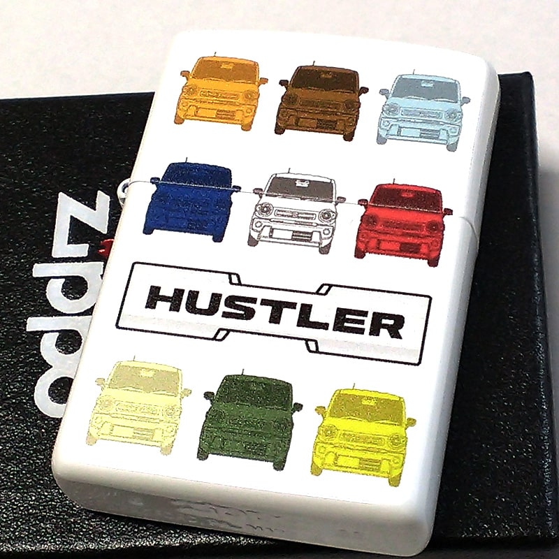 ZIPPO ライター スズキ ハスラー 車 SUZUKI HUSTLER ロゴ 現行型 ジッポ かわいい ホワイト おしゃれ カラフル レディース メンズ かっこいい ギフト プレゼント