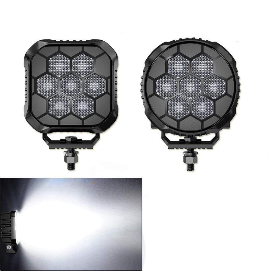 LEDフォグランプ ワークライト 爆光 作業灯 超広角タイプ 自動車 トラック 大型車 12V 24V 70W 5000ルーメン ホワイト 防水 防塵 1本