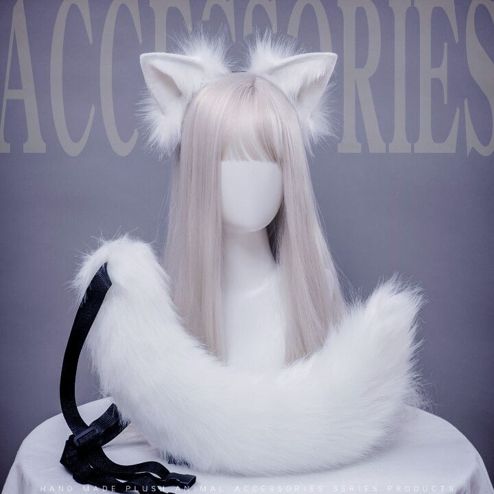 キツネぬいぐるみシミュレーション動物の耳キツネの耳キツネの尾コスプレアクセサリーロリータヘッドバンド 母の日-0010113