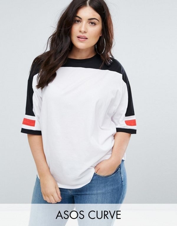 ASOS エイソス レディース 大きめサイズ ゆったりサイズ 送料無料 Multi CURVE T-Shirt in Retro Colour Block