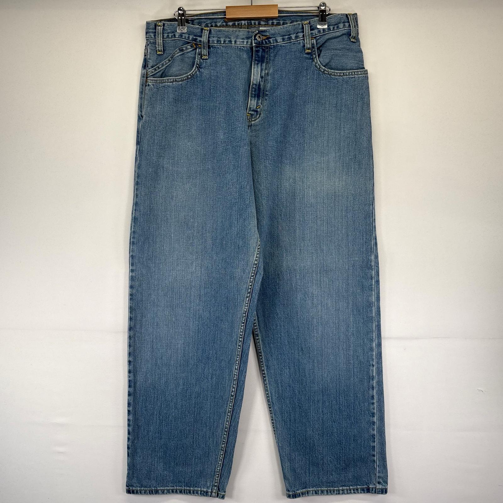 古着 デニム パンツ シルバータブ バギー テーパード ジーパン 大きいサイズ W38×L34 ブルー系 メンズ