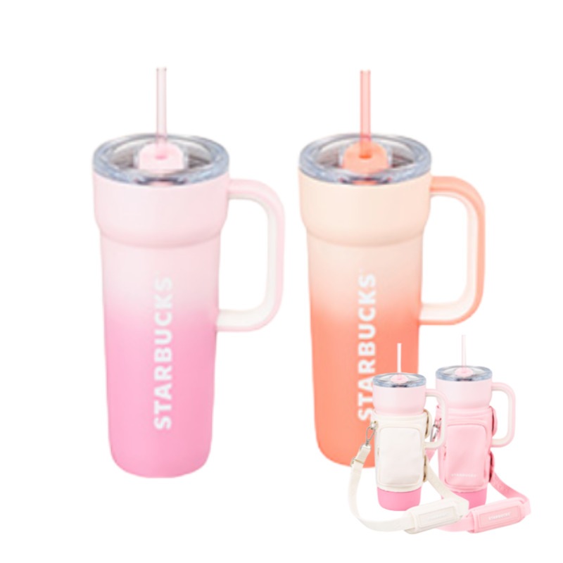 【韓国限定】 2025 AMUSE コラボグッズ Carry Your Color タンブラー710ml ストラップバッグ (Cool Pink / Warm Peach)