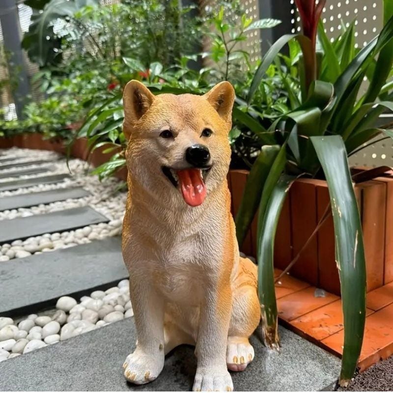 ガーデンオーナメント 置物 オブジェ 犬 芝犬 パピー 動物 アニマル 庭 屋外インテリア ガーデニング ギフト プレゼント かわいい おしゃれ