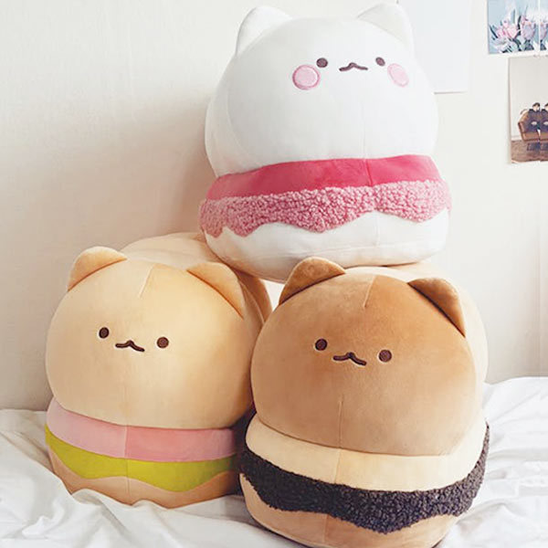 かわいいあんバターにゃん いちごもちにゃん サンドウィッチにゃん スイーツ 人形 大型 L 45cm もち クッション 猫 愛着 動物 誕生日 プレゼント