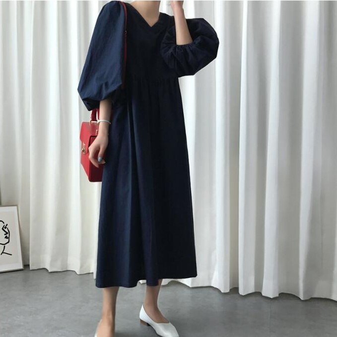 2color レディース ワンピース ミモレ ミモレ丈 ロング ロング丈 袖あり 7分袖 七分袖 長 5,641円