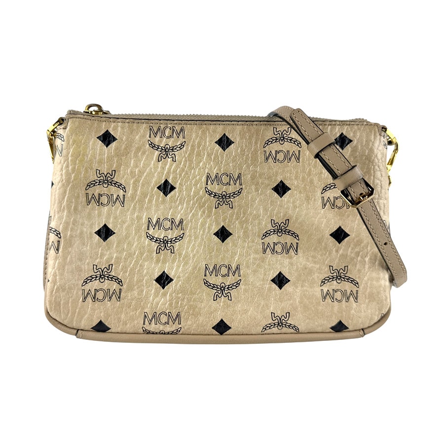 エム シー エム MCM ショルダーバッグ レザー ベージュ レディース z8143