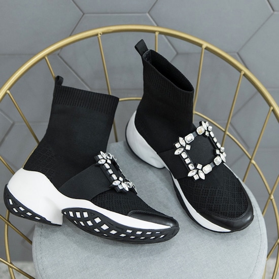 【取寄：納期2週間】ソックススニーカー レディース 厚底 シューズ 靴 ストレッチ靴 カジュアル ハイカット