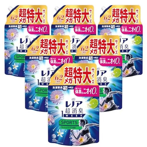 レノア Lenor 超消臭1WEEK 柔軟剤 SPORTS フレッシュシトラスの香り 詰め替え 1900mLx6袋 [大容量] [ケース品]