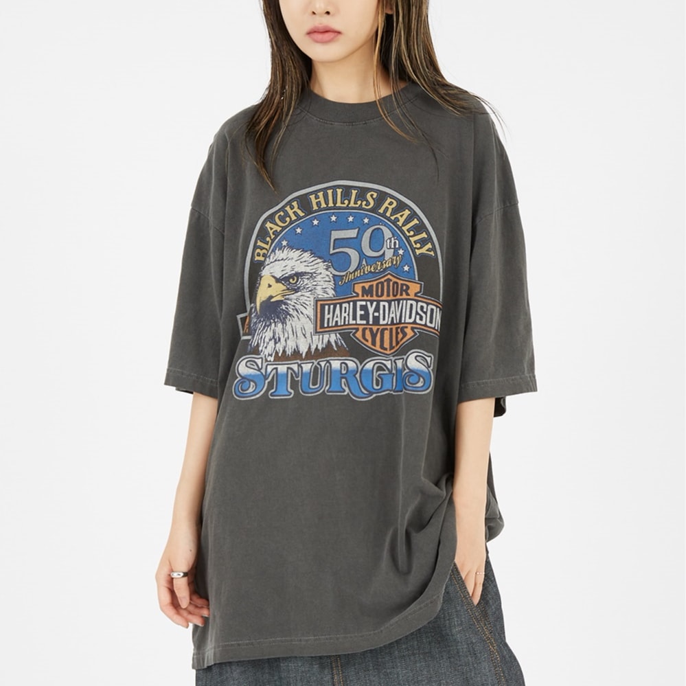 Harley Davidson Sturges Print Over T-Shirt 2色 (UNISEX) 新商品 韓国人気 男女共用 韓国ファッション 夏のファッション 学生ファッション カ 5,060円