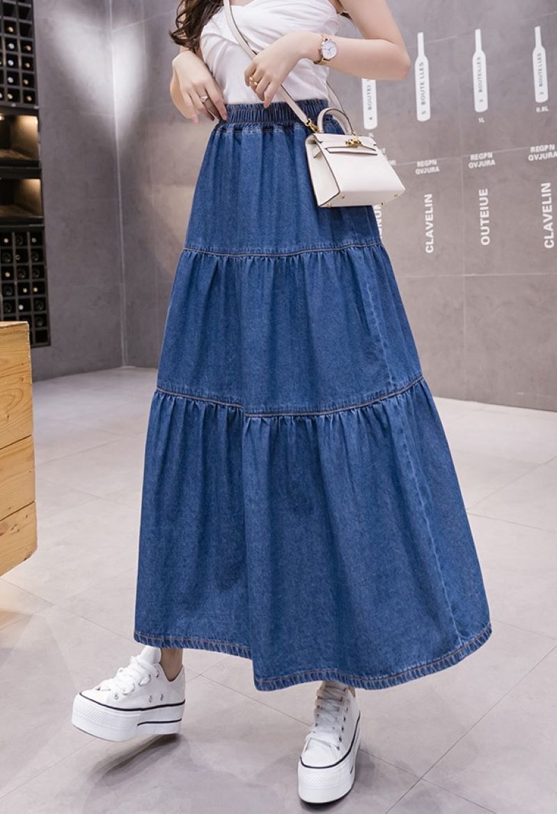 スカート フレアスカート デニムスカート ミモレ丈 フレア ブルーデニム かわいい シンプル カジュアル 大人 おしゃれ こなれ感 ラフ 20代 30代 40代 50代 レディース デート お出かけ