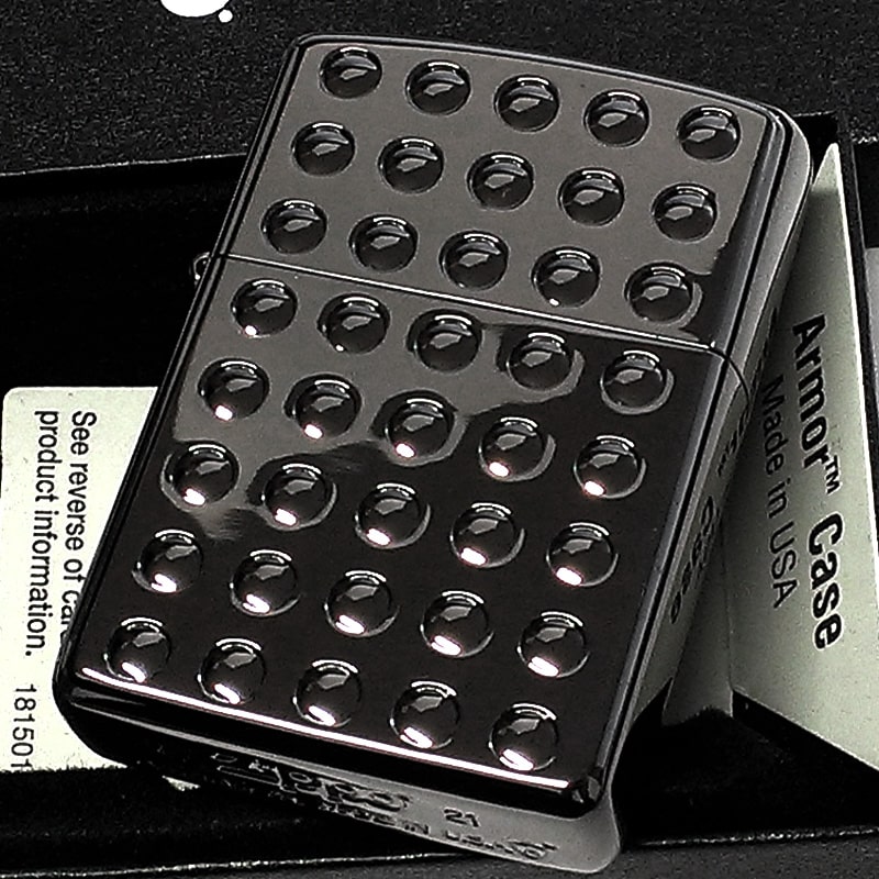 ZIPPO ジッポ アーマー ライター シャインレンズカット 重厚 ブラックニッケル 両面加工 黒 かっこいい おしゃれ メンズ ギフト