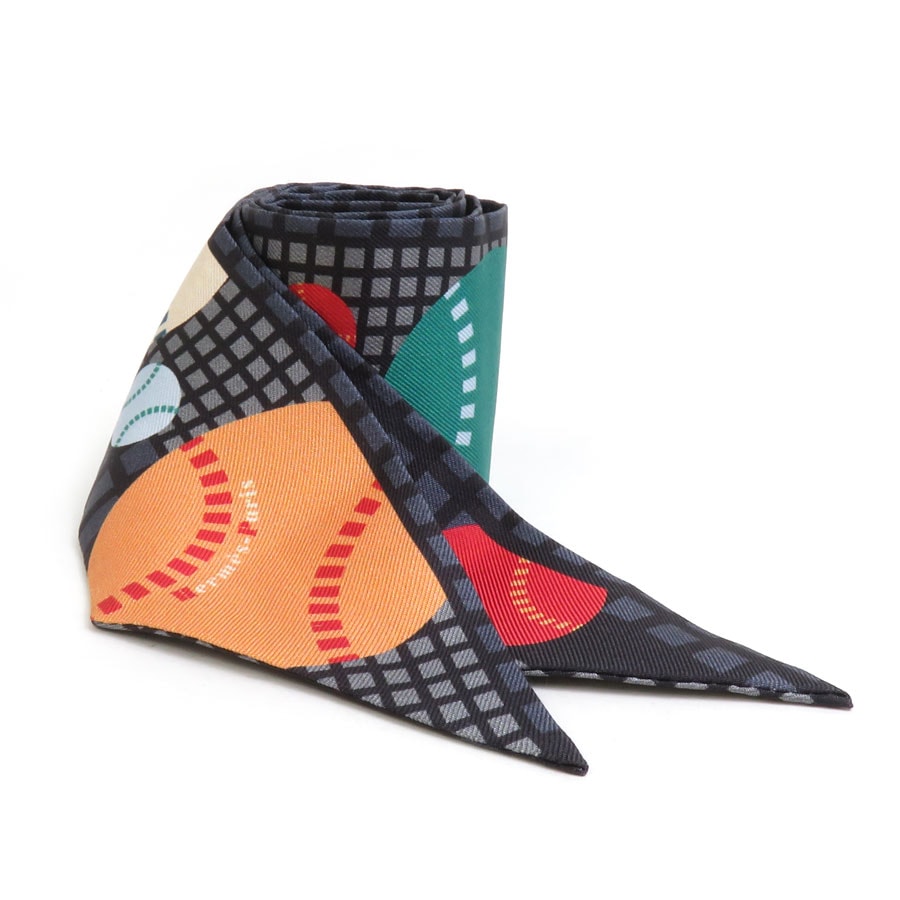 エルメス HERMES スカーフ ツイリー シルク グレー/マルチカラー レディース e58493f