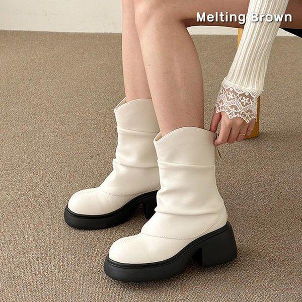 女性牛革アンクルブーツショートブーツ7cm MT19