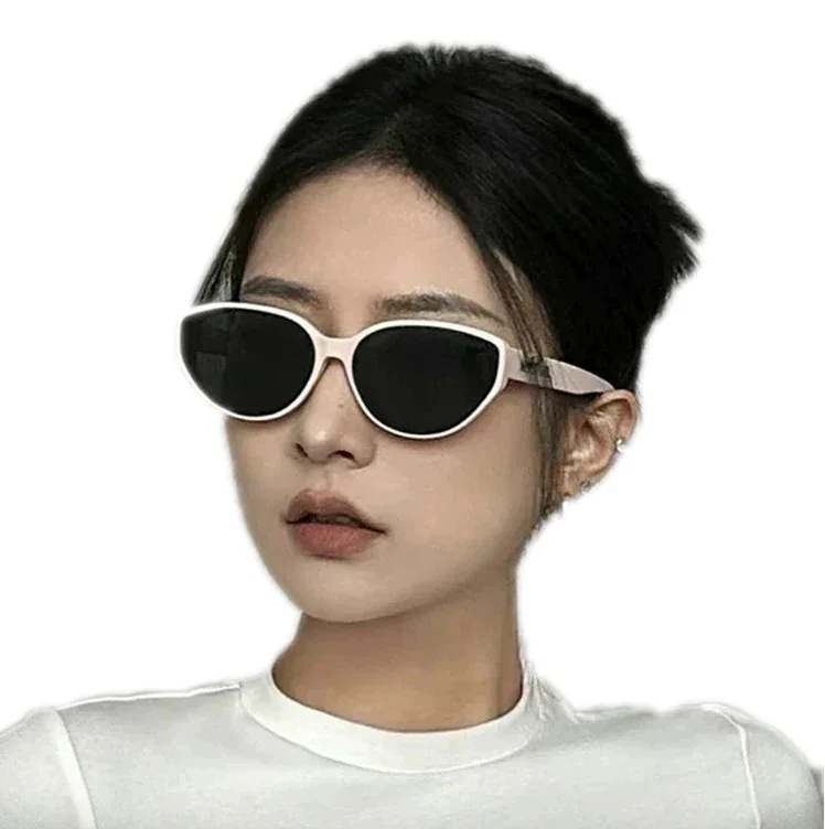 大好評新作 サングラス キャッツアイサングラス小顔見え感UVカット角丸顔白フレームサングラス
