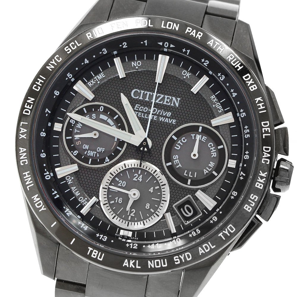 シチズン CITIZEN CC9017-59E/F900-T021557 アテッサ サテライトウェーブ デイト ソーラー電波 メンズ 美品 _940278【中古】
