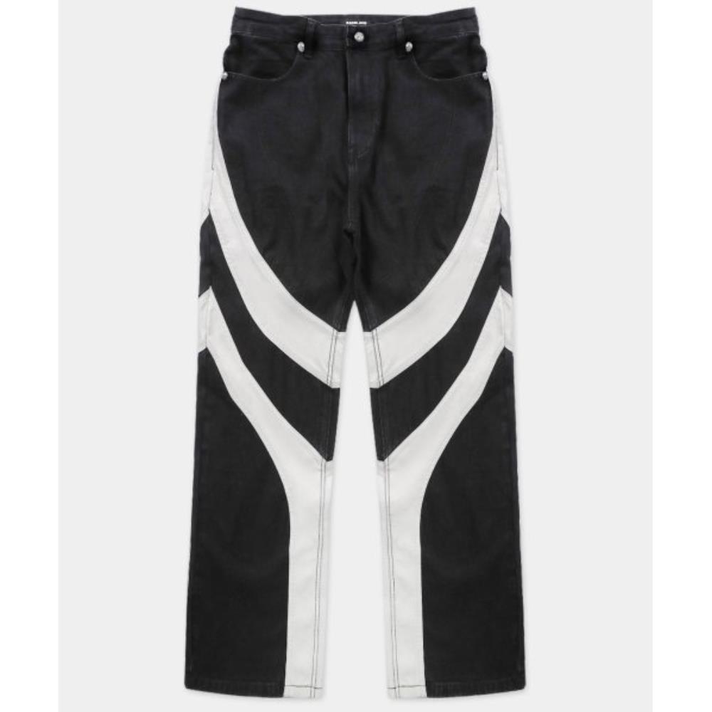 BADBLOOD Duncan Denim Pants Relaxed Fit Black White w-dn